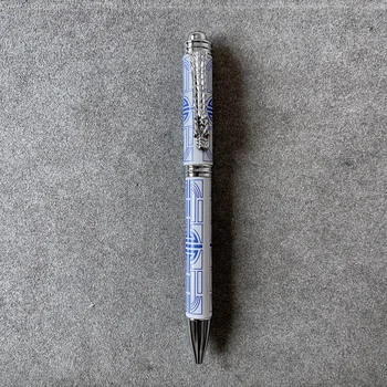 Роскошная Бело-голубая Фарфоровая ручка-Роллер с чернилами Mb Monte Emperor's Dragon blance, Школьные канцелярские принадлежности