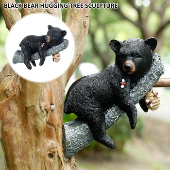 Садовый орнамент Черного Медведя, Милая Декоративная Статуя Черного Медведя, Водонепроницаемая Статуэтка Черного Медведя из смолы, Подарки для сада на Новоселье