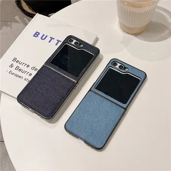 Синий Черный джинсовый чехол для телефона Samsung Galaxy Z Flip 4 Z Flip 5 Жесткая задняя крышка из ПК для ZFlip5 ZFlip4 Case Shell