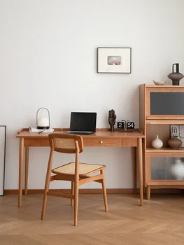 Сочетание мебели для кабинета в скандинавском стиле, сочетание стола и стула из массива дерева, письменный стол из вишневого дерева, домашний японский письменный стол