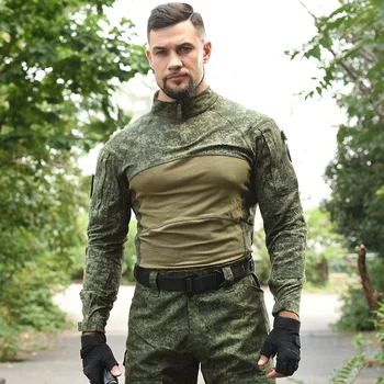 Тактический боевой костюм HAN WILD С длинными рукавами, уличная военная форма, Армейская одежда, Многокамерные рубашки, Камуфляжные брюки для охоты и рыбалки