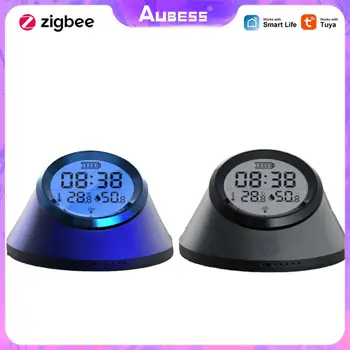 Умные часы с датчиком температуры и влажности Zigbee Tuya с подсветкой экрана, измеритель температуры и влажности в умном доме