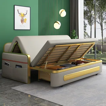 Функция Складной диван-кровать двойного назначения выдвижная односпальная кровать для небольшой семьи, сидящая и спящая домашняя технология тканевый диван