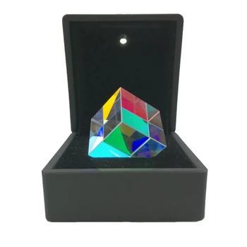 Цветная призма Квадратная призма, собирающая цвет, призма, 6-гранный куб со световой коробкой, Оптическая стеклянная линза для перекрестного дихроичного зеркала