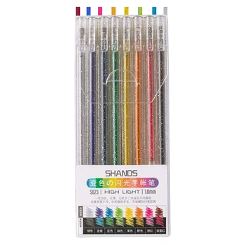 Цветная ручка с блестками, гелевая книжка-раскраска для взрослых, Гель с блестками, Цветная гелевая ручка с блестками (8 цветов)