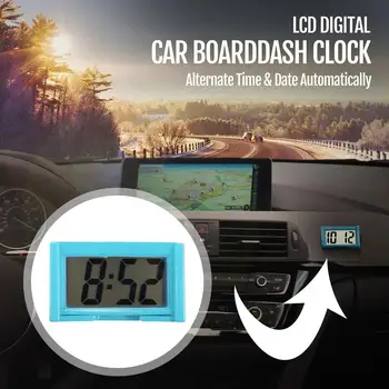 Цифровые часы на приборной панели мини-автомобиля, автомобильные самоклеящиеся часы с ЖК-дисплеем времени суток, автомобильные наручные часы для автомобилей G0W1