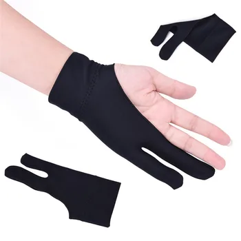 Черная перчатка с защитой от обрастания на 2 пальца, оба черные, свободного размера для правой и левой руки, перчатка для рисования художника, для любого графического планшета для рисования