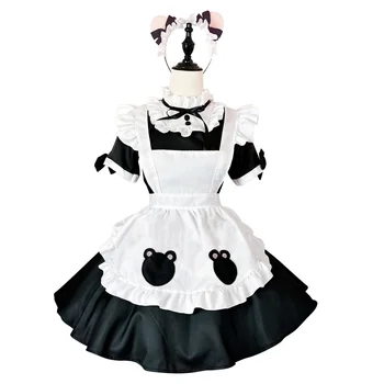 Черные аниме-костюмы для косплея, наряды горничной 2021, платье для вечеринки на Хэллоуин, Фартук для горничной, Униформа для ролевых игр в стиле готической Лолиты большого размера