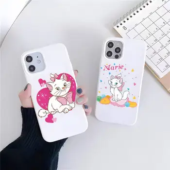Чехол для телефона Anime Marie Cat белый для iPhone 13 11 12 14 Pro Max Mini XR XS X 7 8 Plus SE2020 Soft Candy Cover