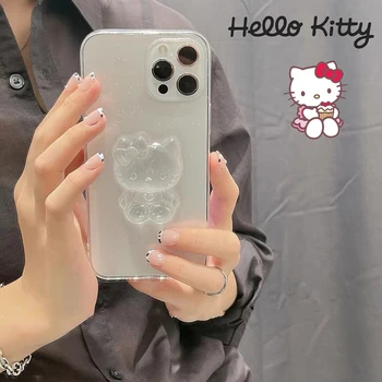 Чехол для телефона Hello Kitty для iPhone 13 12 11 Pro Max X Xs Xr, Прозрачная Защитная Крышка, Милый Женский Студенческий Чехол Kawaii Anime Case
