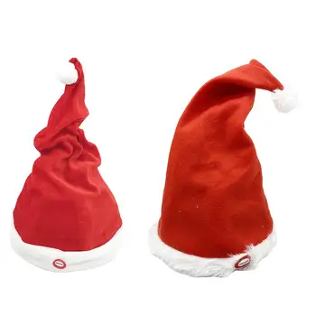 Электрическая Рождественская шляпа, красные, белые плюшевые музыкальные танцевальные качели, Электрическая Рождественская шляпа для взрослых детей, подарок на Новый год
