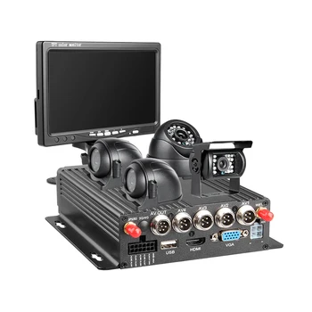 Комплект MDVR с WIFI GPS 4-канальным 1080P AHD Двумя SD-картами Мобильного Видеорегистратора, 4 Водонепроницаемыми Камерами ИК-ночного Видения и 7-дюймовым VGA-монитором